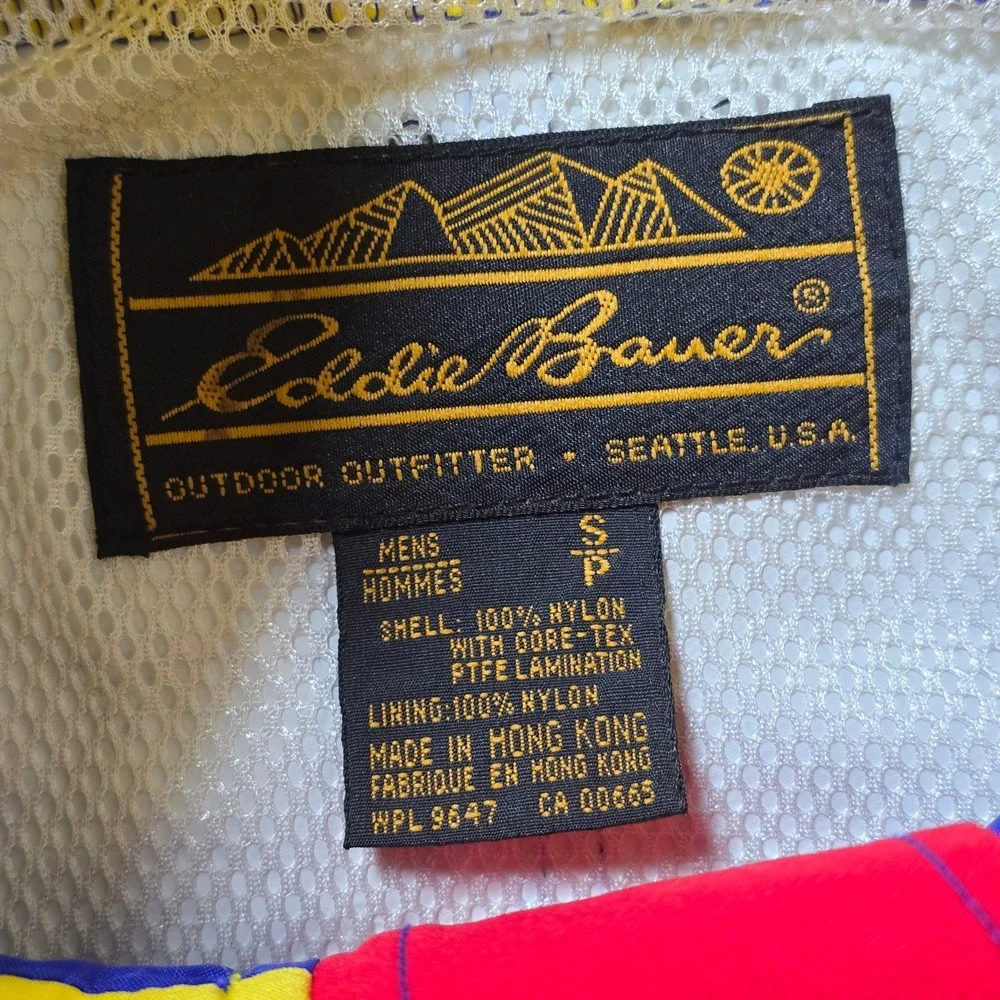 VTG Eddie Bauer Gore Tex Mens Jacket‎ Blue Yellow Red Size S Outdoor Outfitter